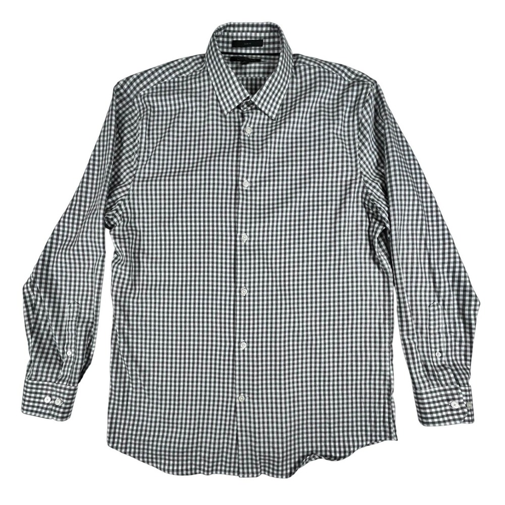 Banana Republic Mens Large Slim Fit Wrinkle Resistant Gingham Button Down Shirt